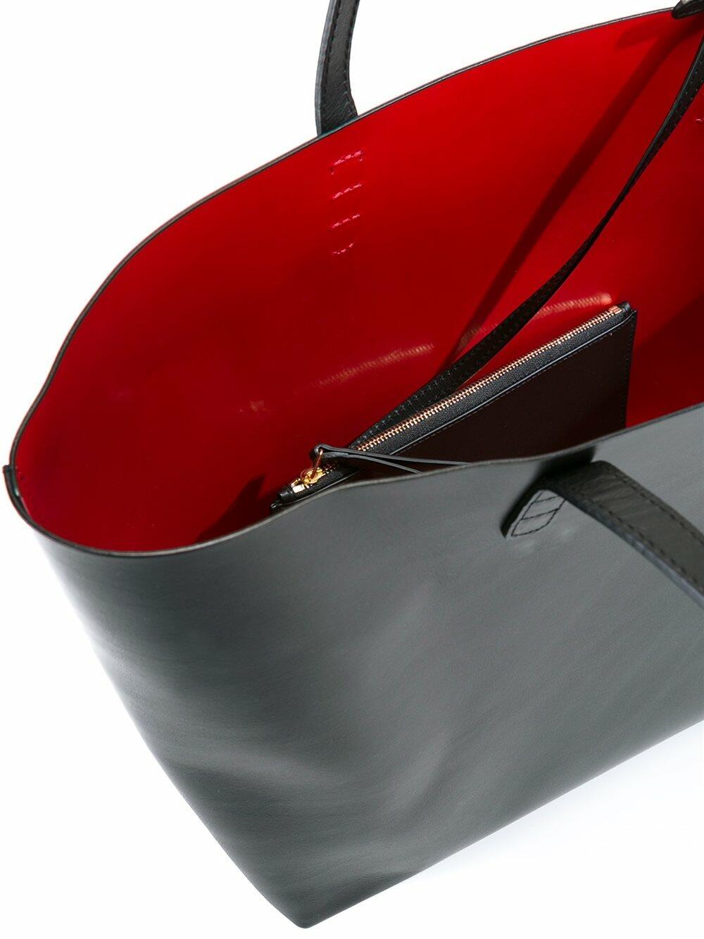 Mansur Gavriel - Black Leather Contrast Red Lined Large Tote