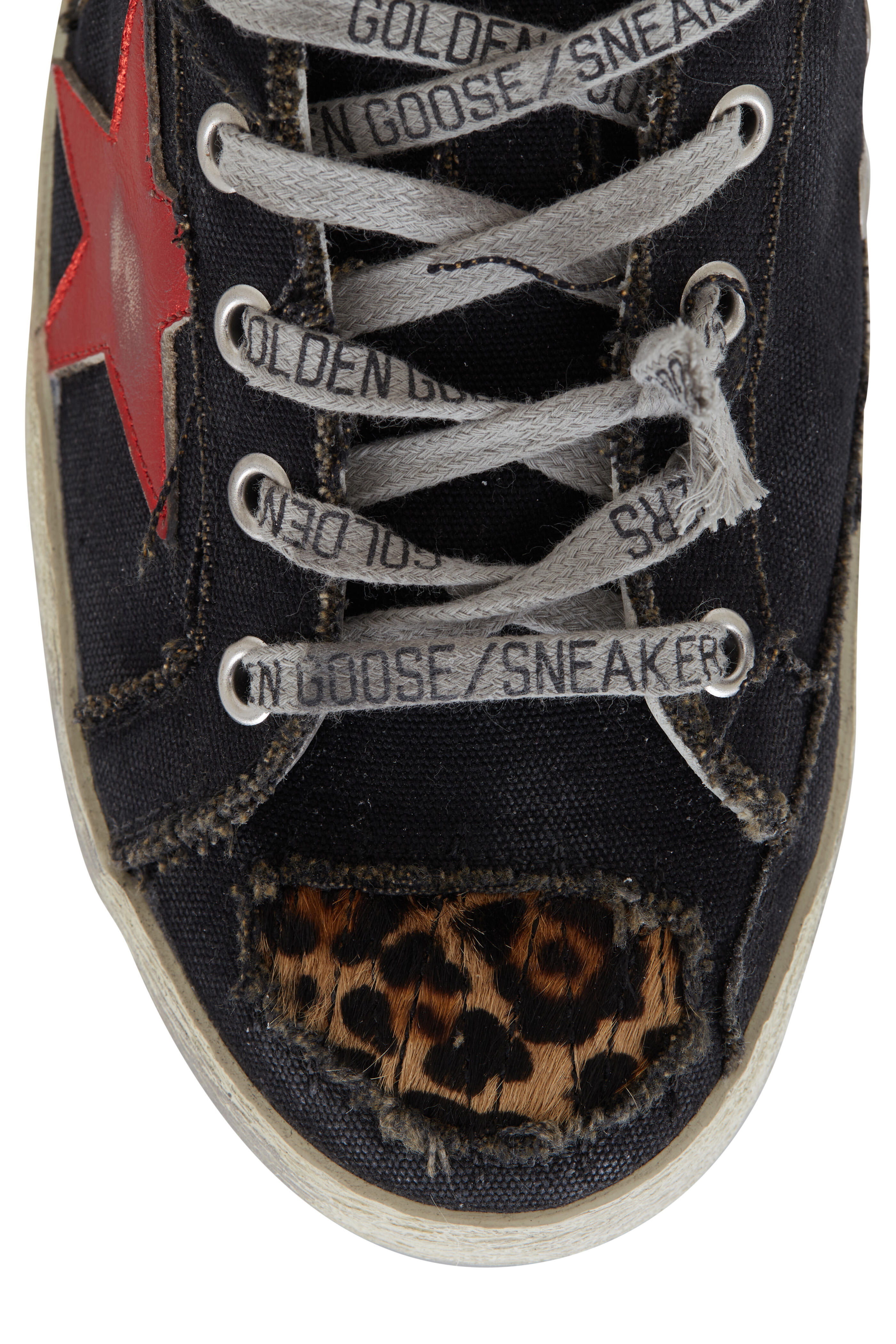 Golden Goose - Super-Star Black Denim Red Star Low-Top Sneaker