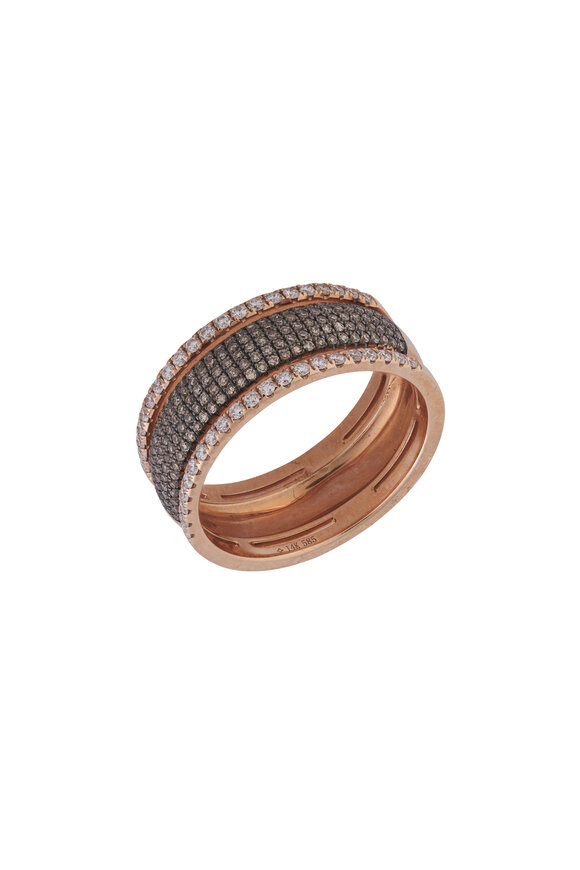 Kai Linz 18k Rose Gold White & Black Diamond Ring - view 1