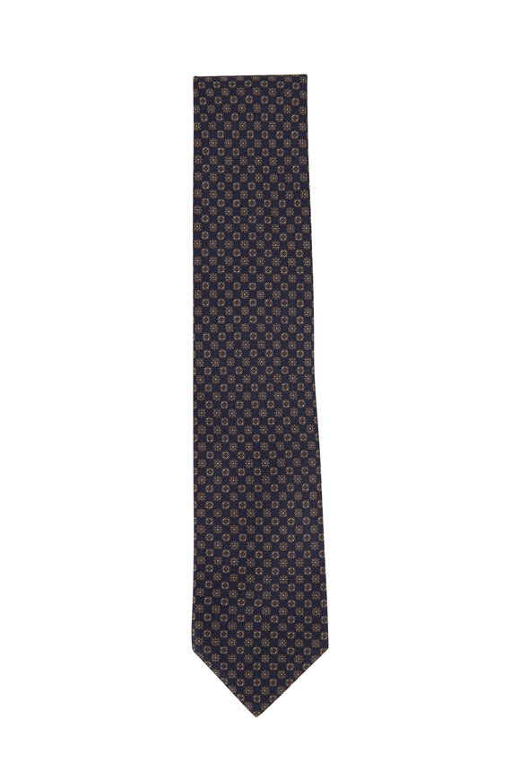 Brioni - Navy Blue Geometric Silk Necktie