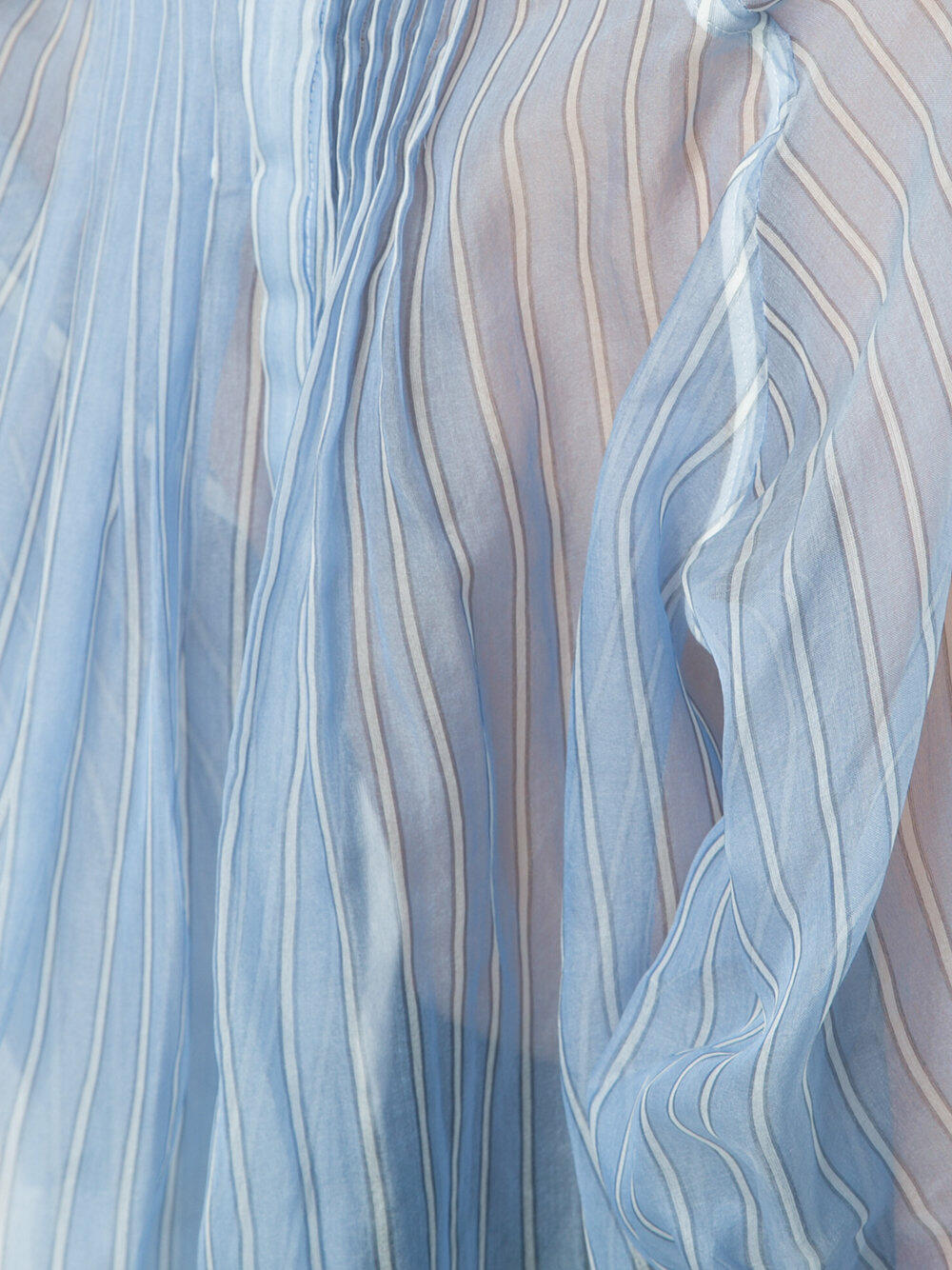 Sacai - Gray Knit & Blue Striped Organza Sweater