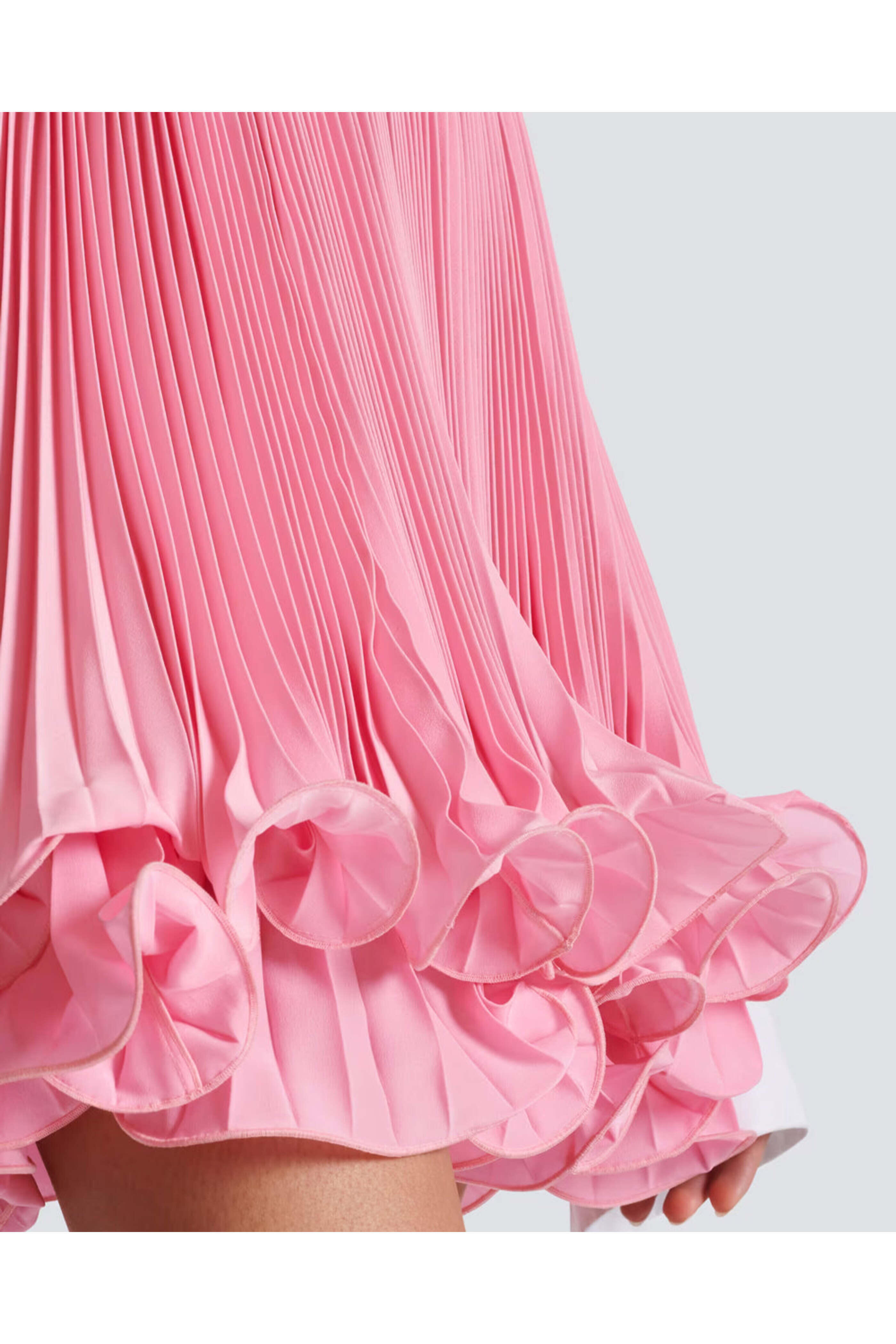 Balmain - Rose Pleated Crepe Mini Skirt