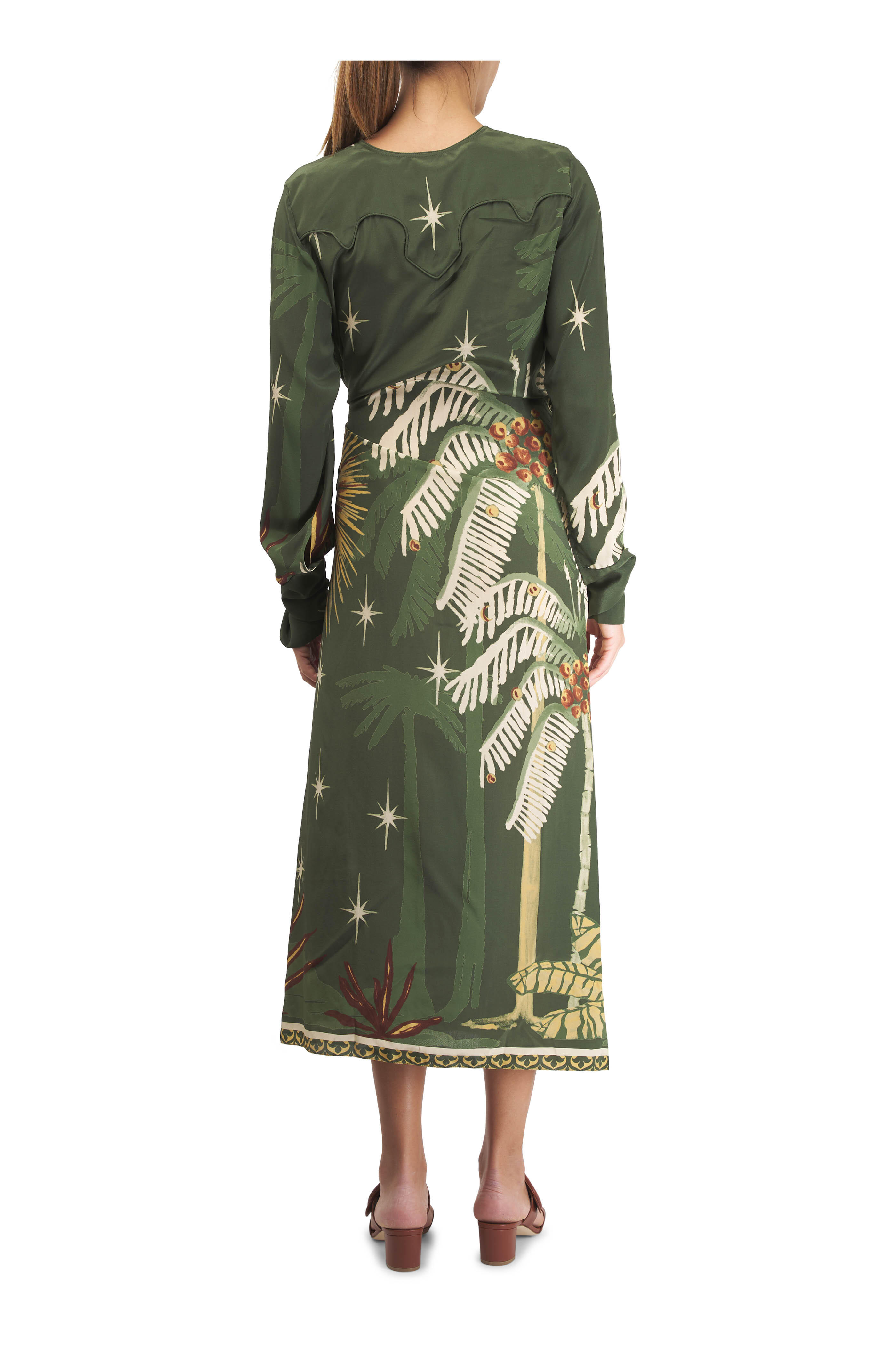 Johanna Ortiz - Eternity Begins Green & Yellow Print Wrap Dress