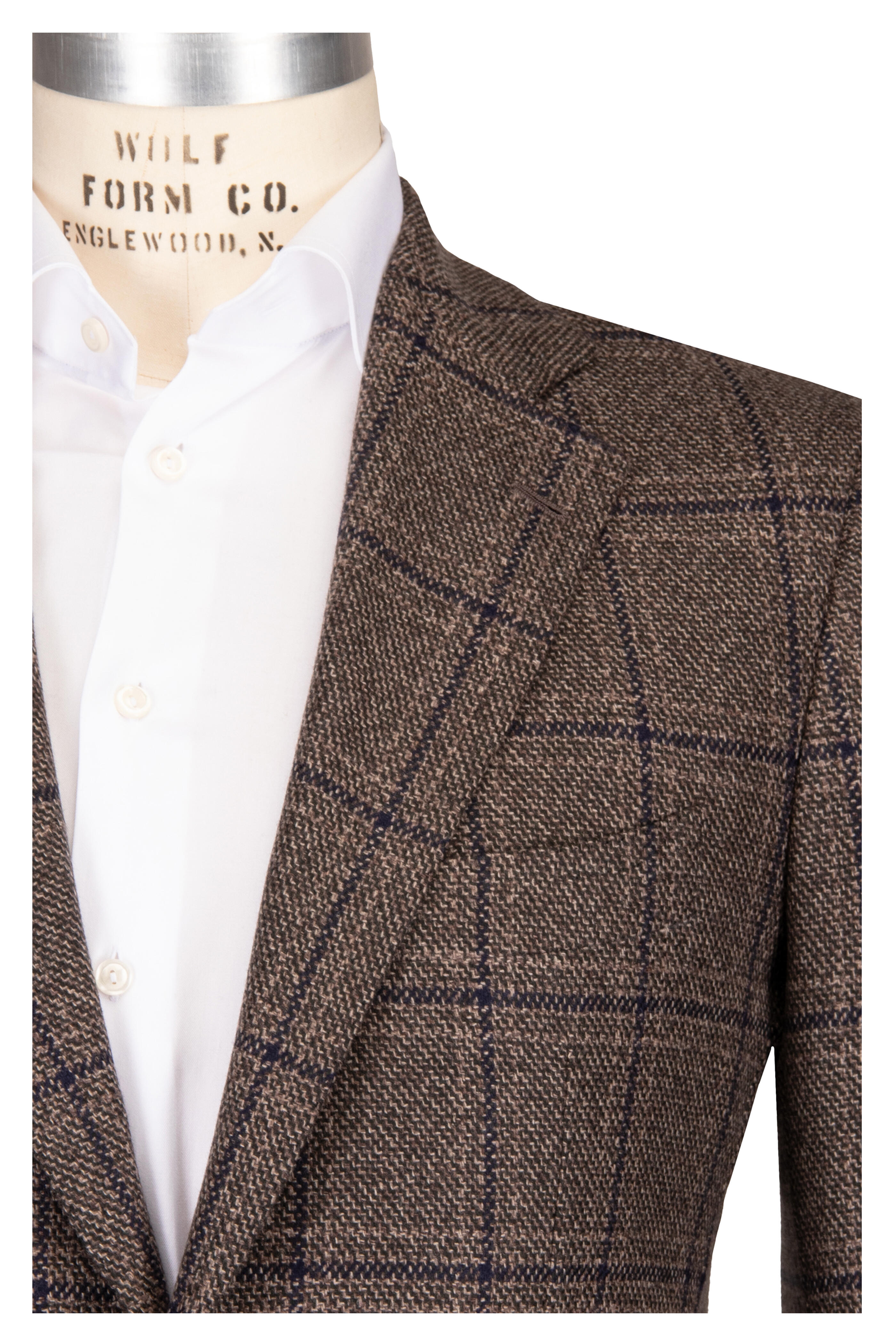 Cesare Attolini - Taupe & Navy Windowpane Sportcoat