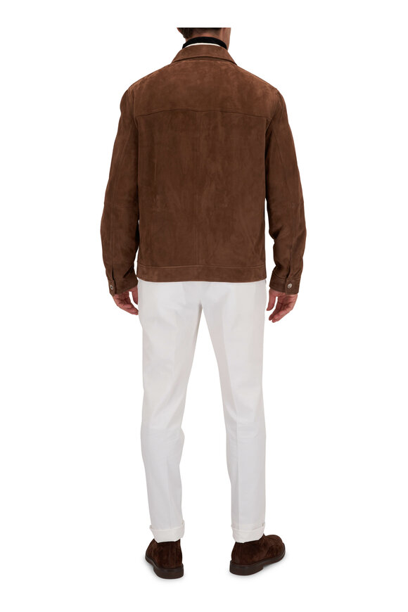 Brunello Cucinelli - Brown Suede Button Down Jacket 