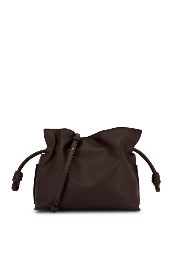 LOET Dark chocolate brown soft leather cloud clutch bag- medium