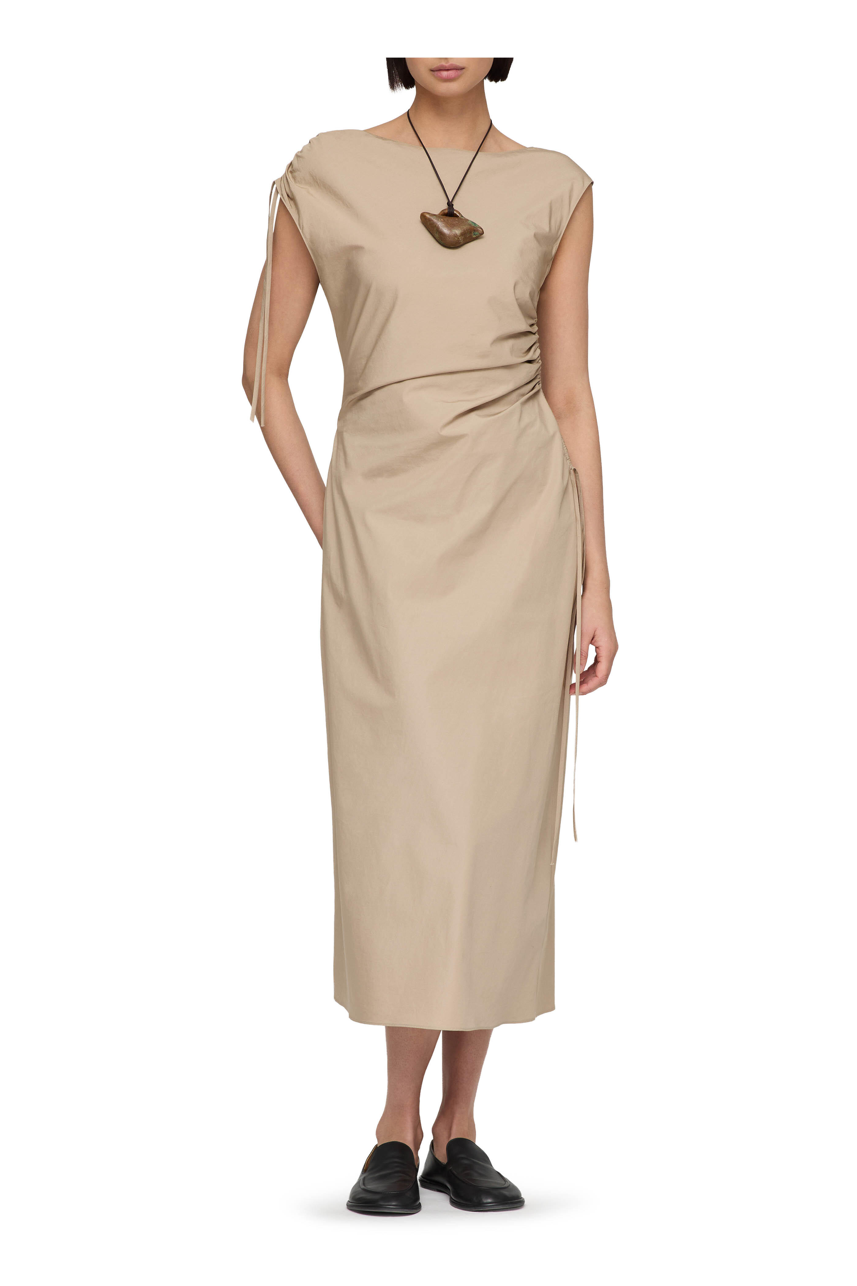 Lafayette 148 New York - Clay Gathered Tie Cap Sleeve Midi Dress