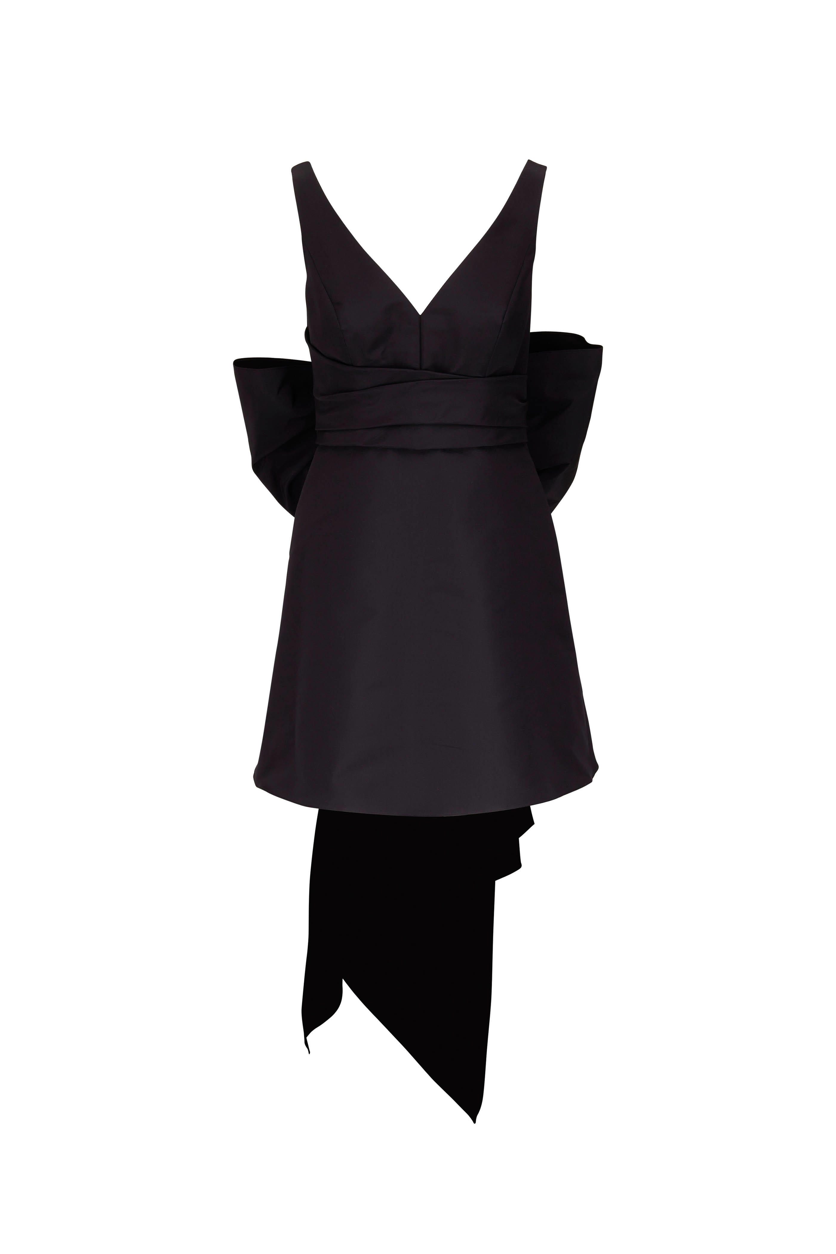 Carolina Herrera - Black Mini V-Neck Dress With Dramatic Bow