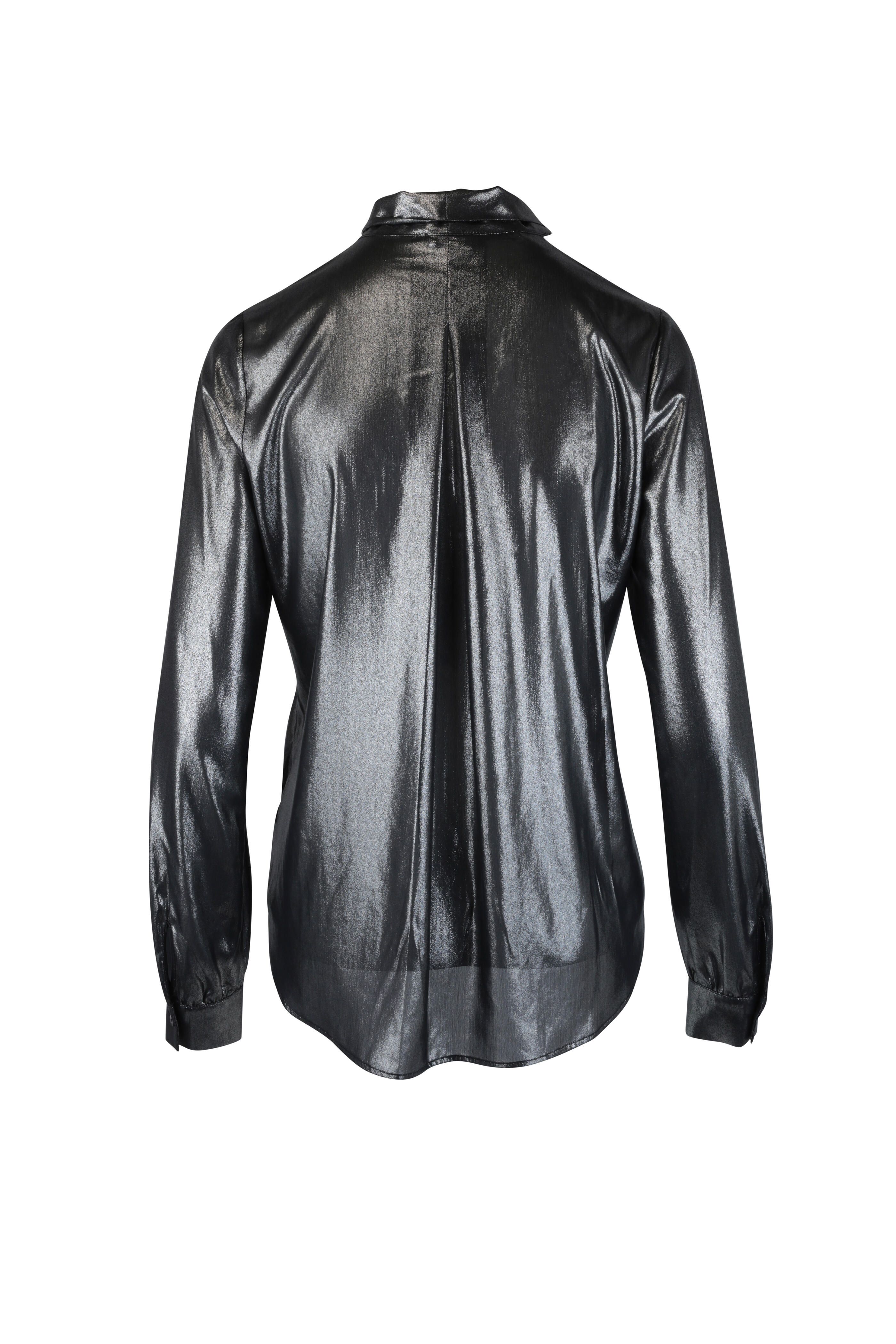 L'Agence - Gisele Silver Tie-Neck Blouse