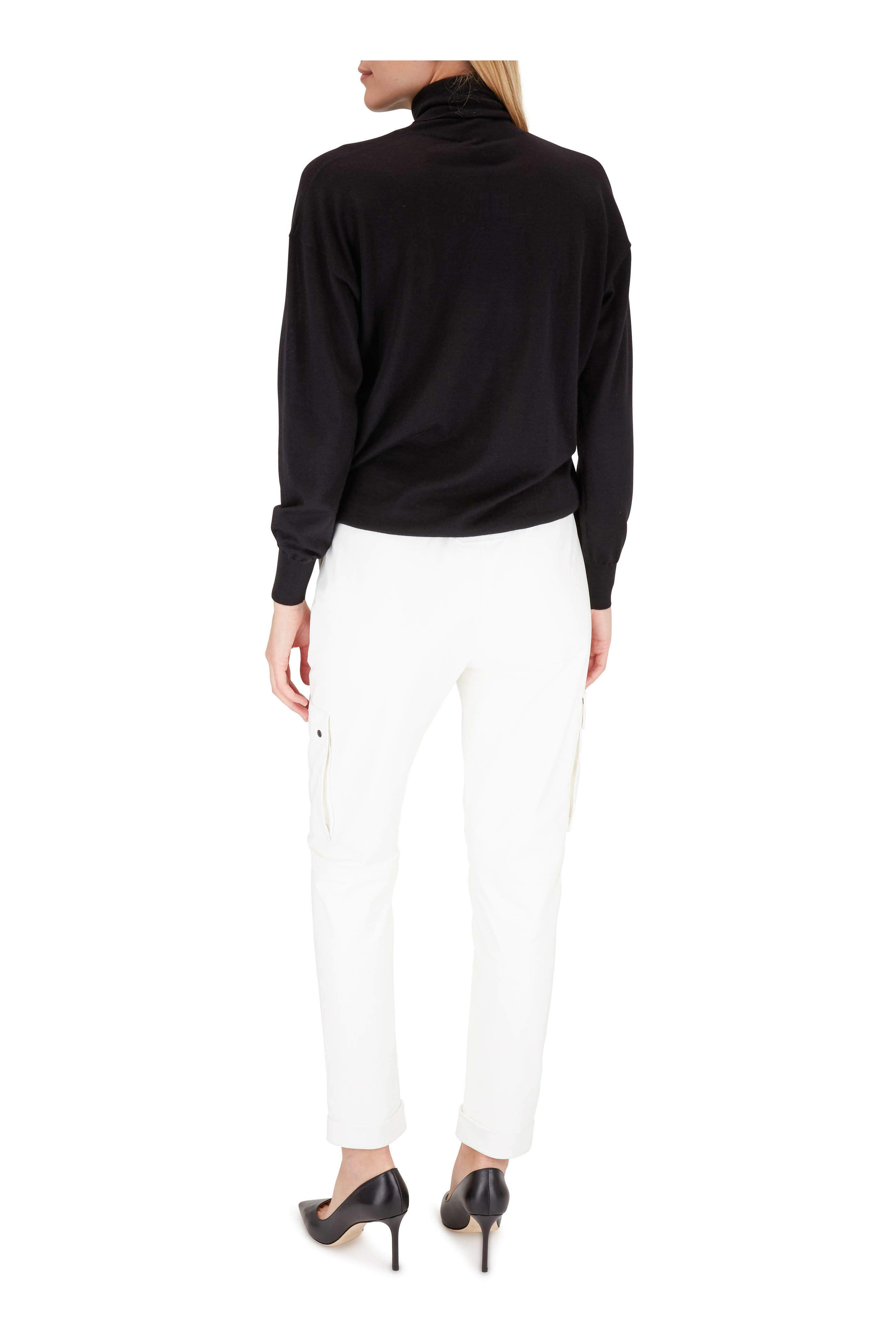 Tom Ford - White Leather Drawstring Cargo Jogger