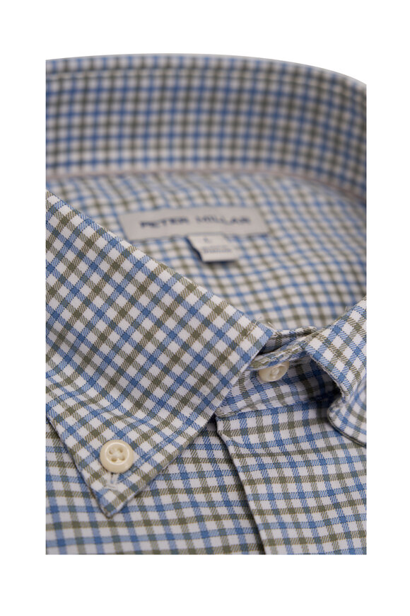 Peter Millar - Selby Light Blue & Green Check Cotton Sport Shirt