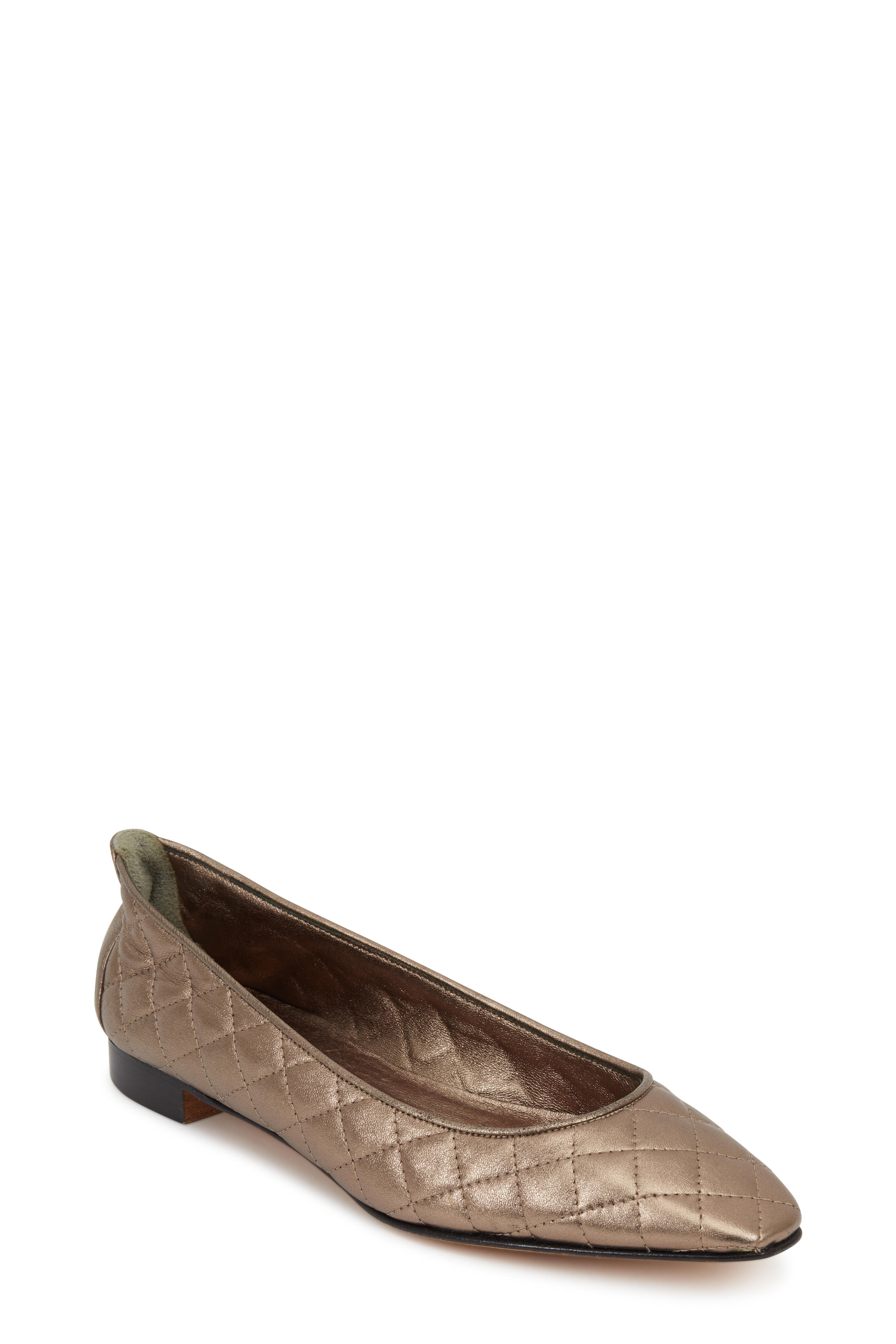 Manolo Blahnik - Giungla Pewter Quilted Leather Ballerina Flat