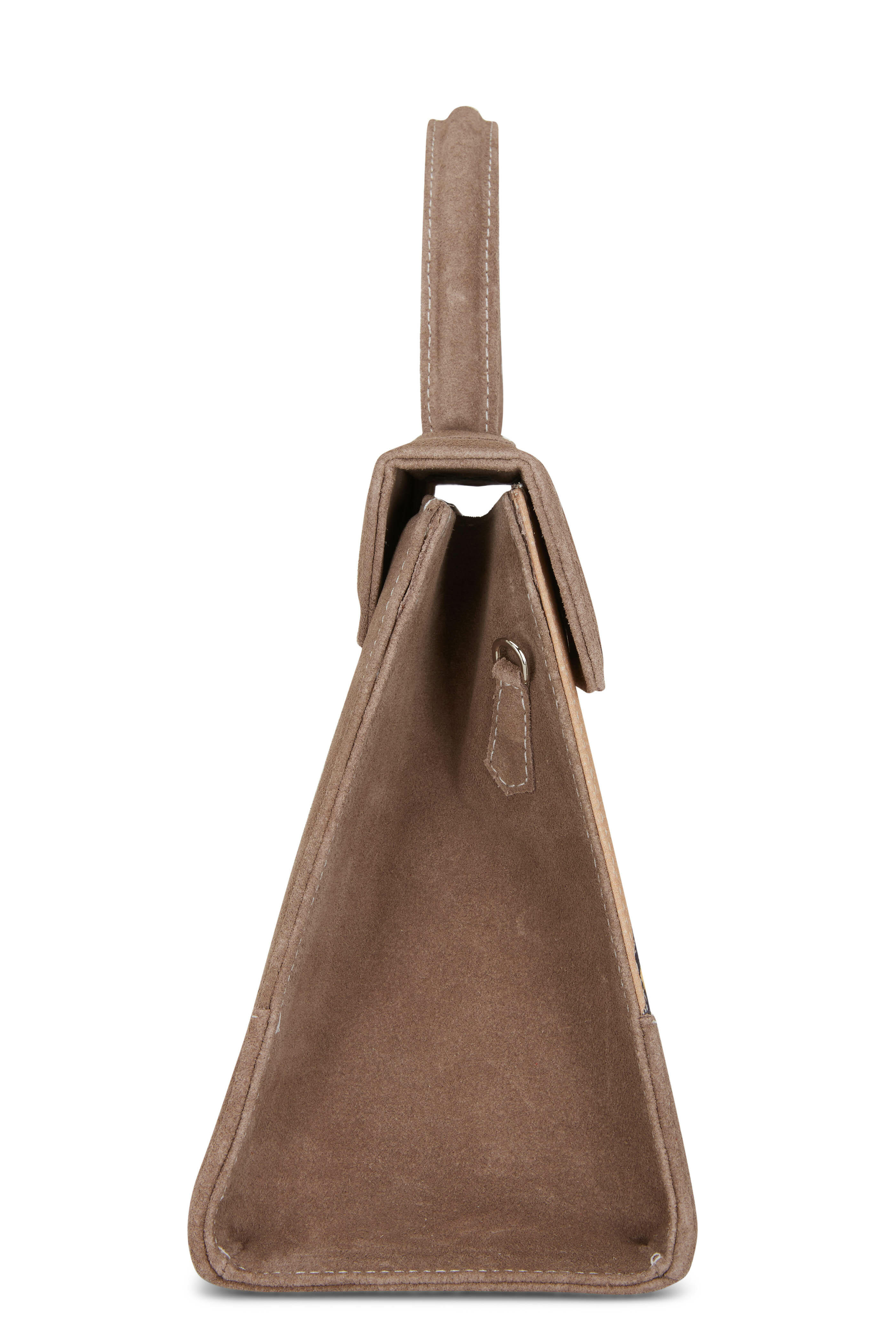 Marquise Paris - Beige Equestrian Suede & Satin Shoulder Bag