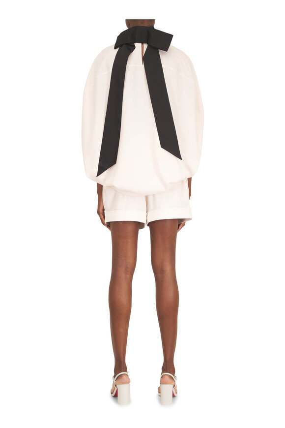 Lanvin Crepe Cream Pleated Shorts - view 4