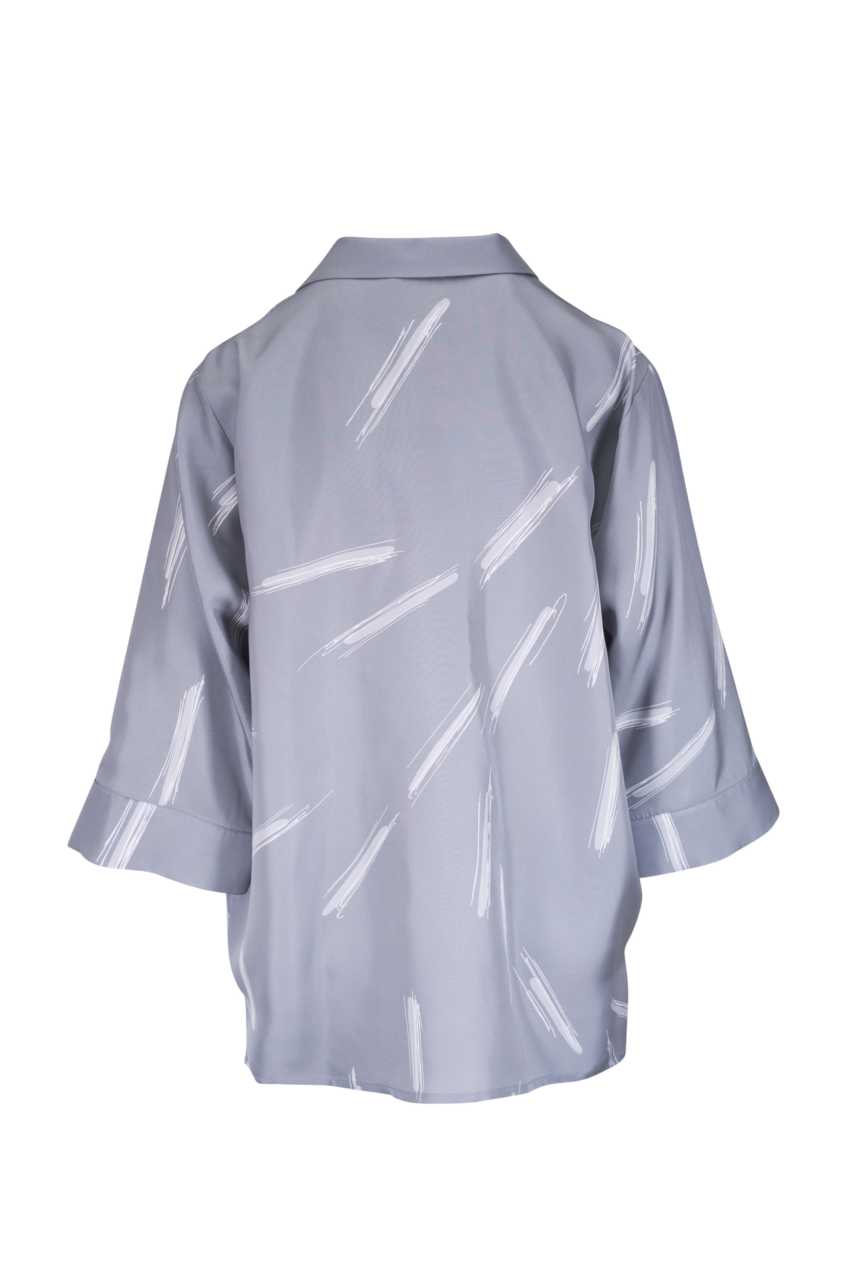 Kiton - Gray Pattern Silk Blouse