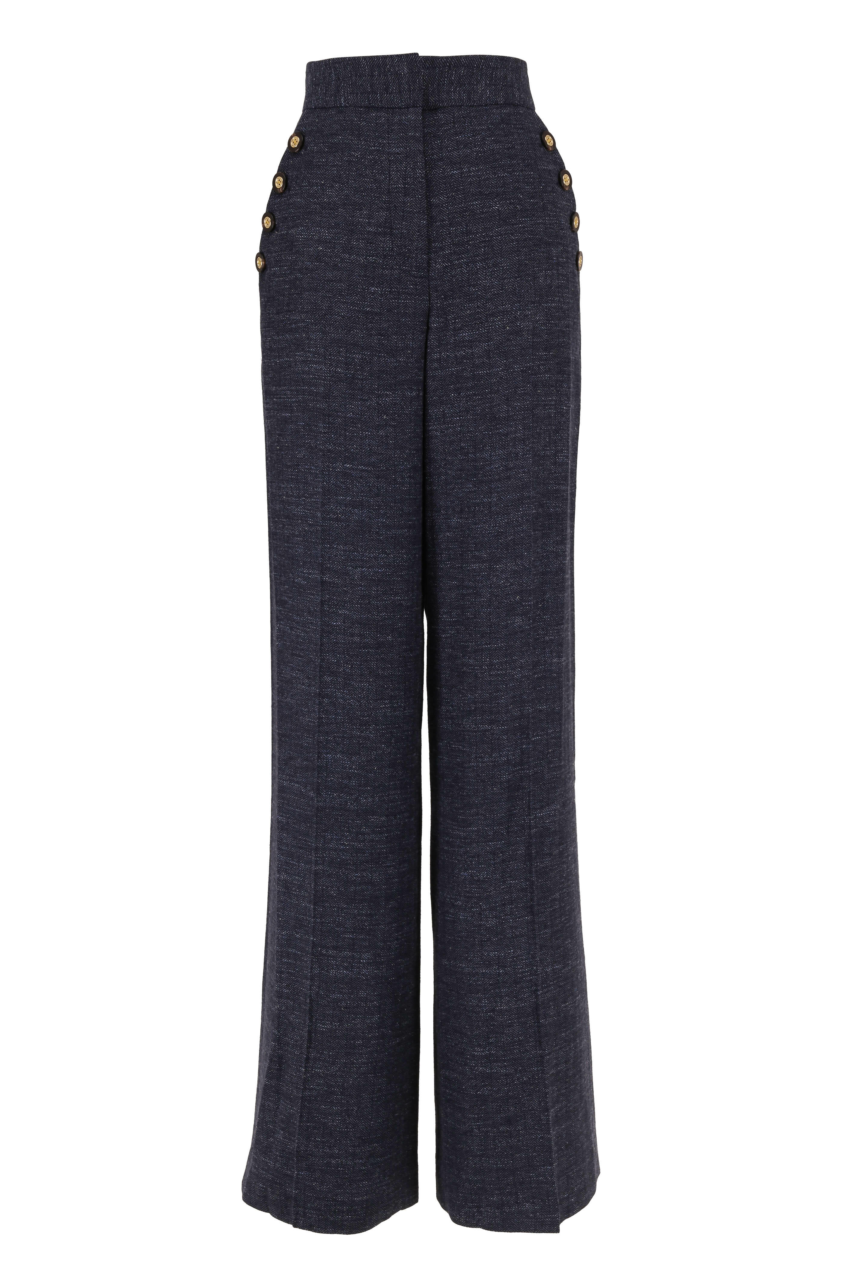 Veronica Beard - Tuli Navy High-Rise Wide Leg Pant