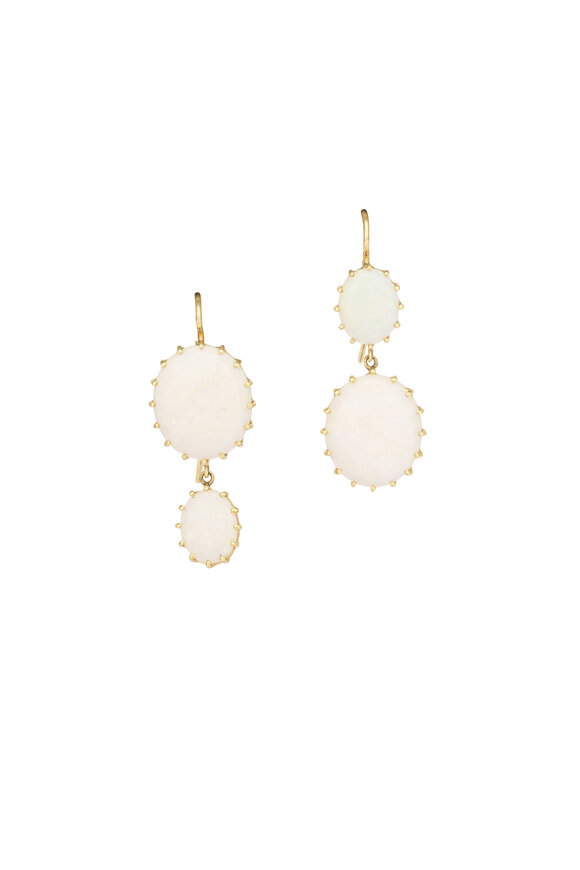 Renee Lewis 18k Yellow Gold Antique Hungarian Opal Earring - view 1