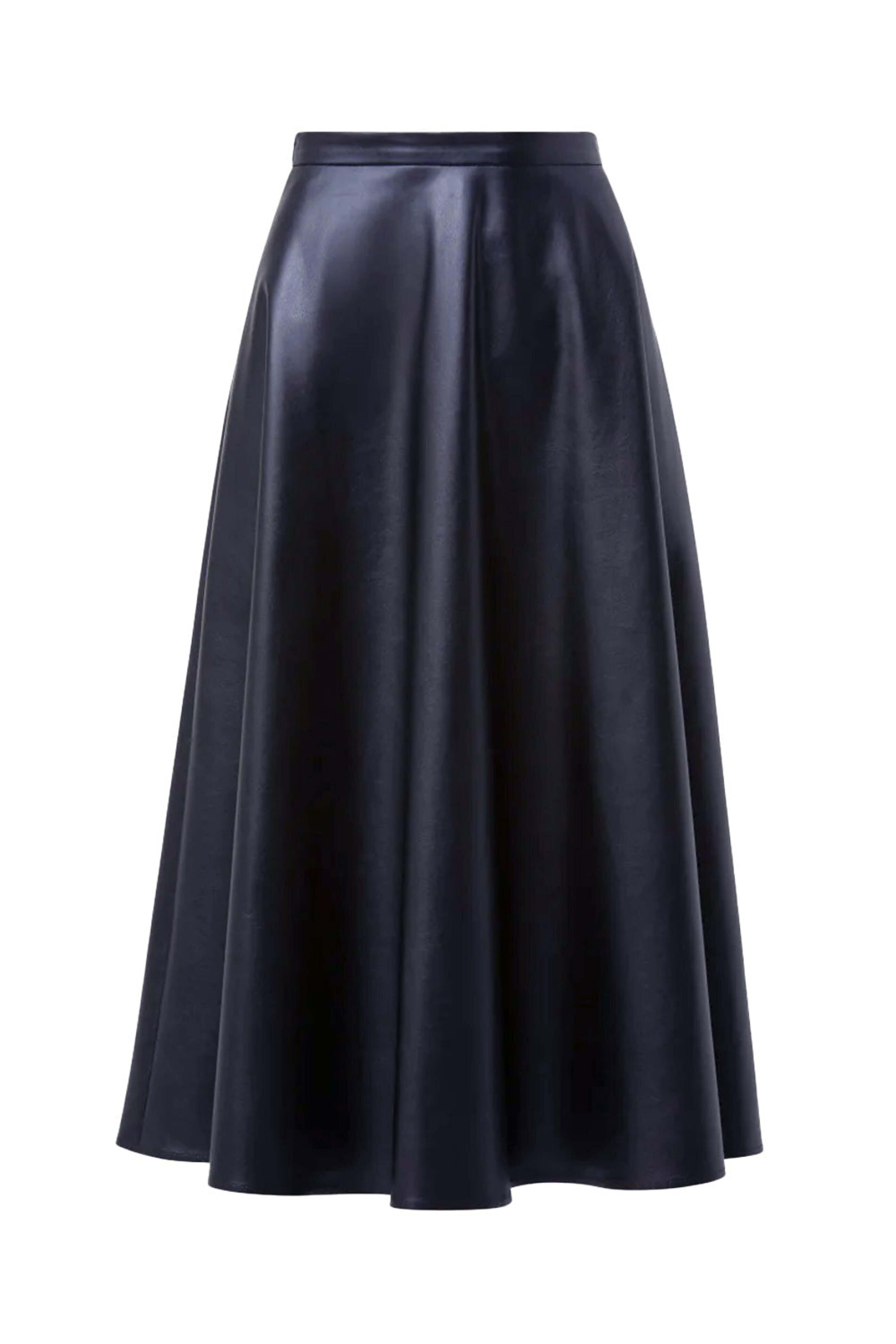 Akris Punto - Navy Vegan Leather Midi Skirt