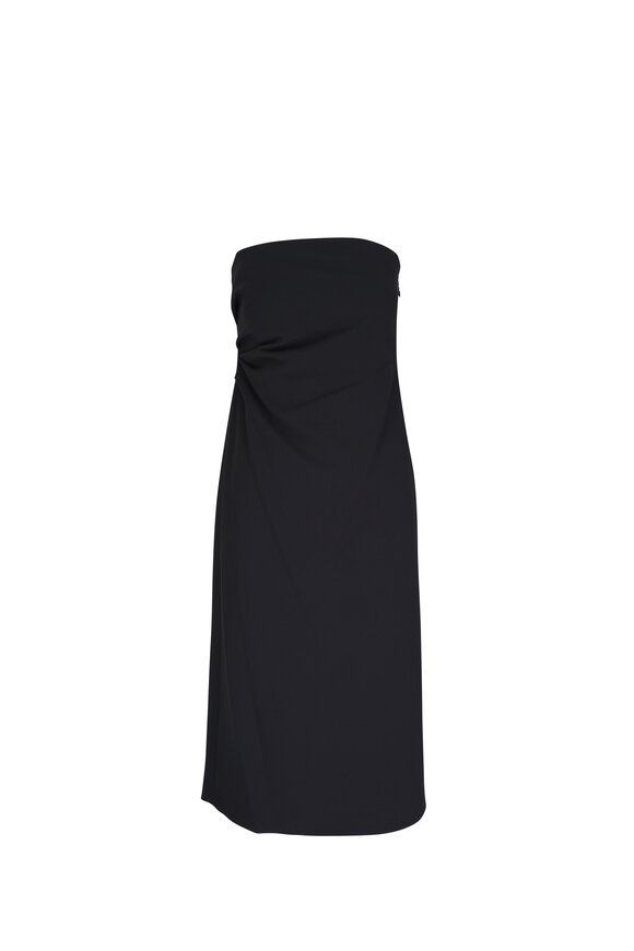 Vince Black Strapless Draped Dress