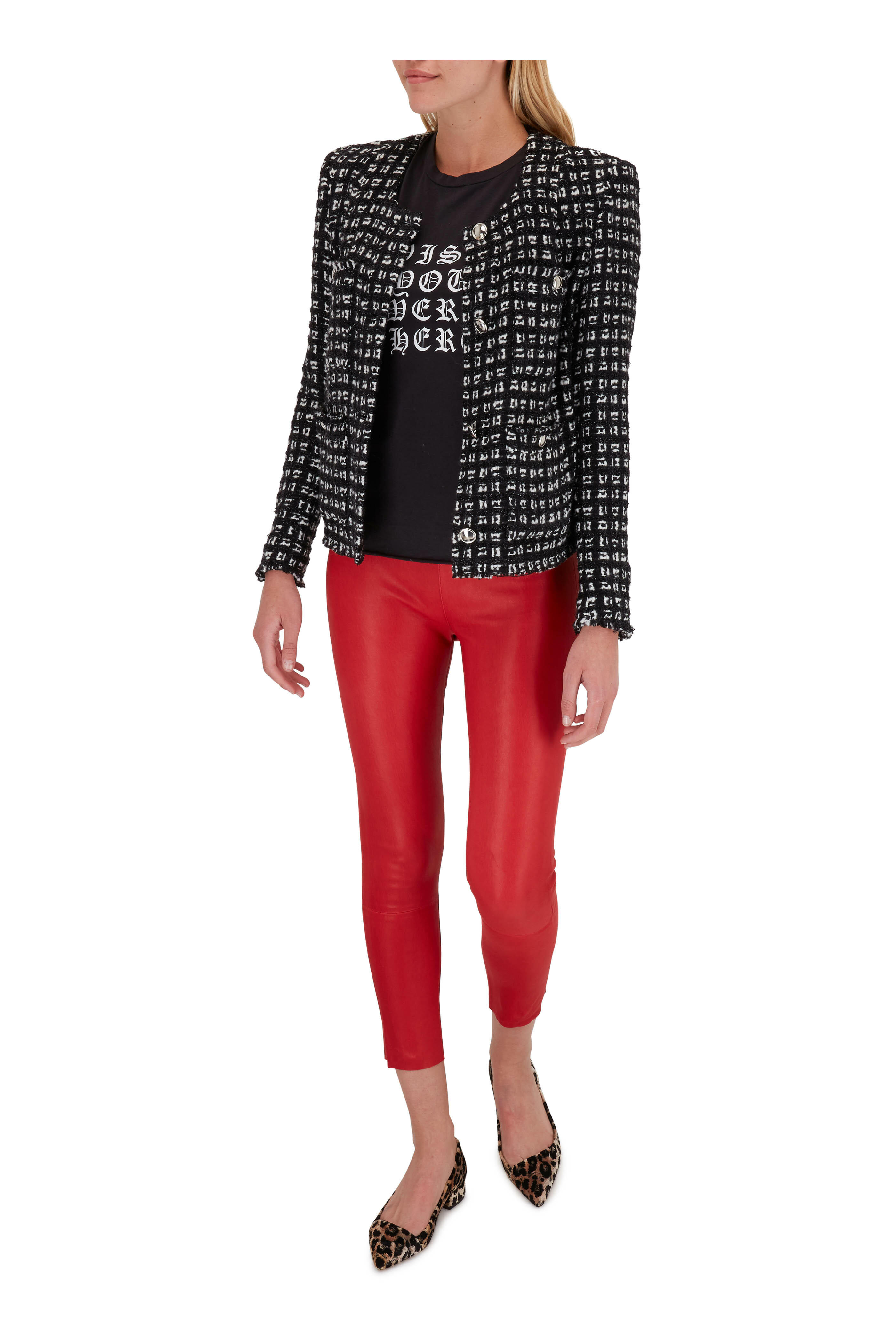 SPRWMN - Red Leather High Waist Capri Legging