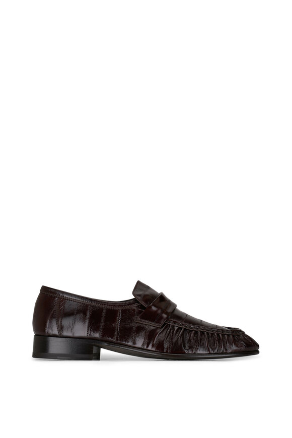 The Row - Brown Crinkled Leather Soft Loafer, 25mm