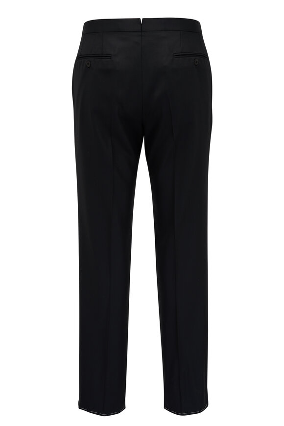 Brioni - Black Wool & Satin Stripe Tuxedo Pant 