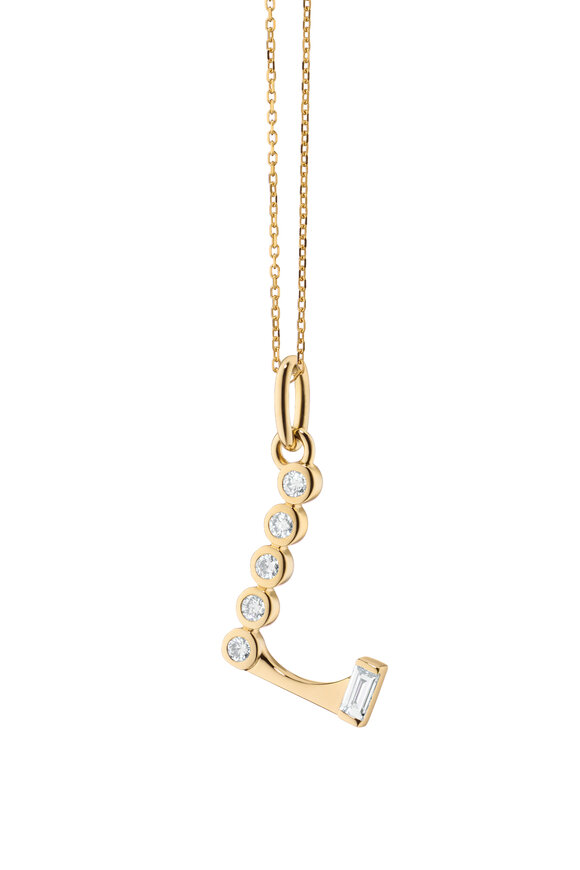 Monica Rich Kosann 18k Yellow Gold Diamond "L" Initial Necklace