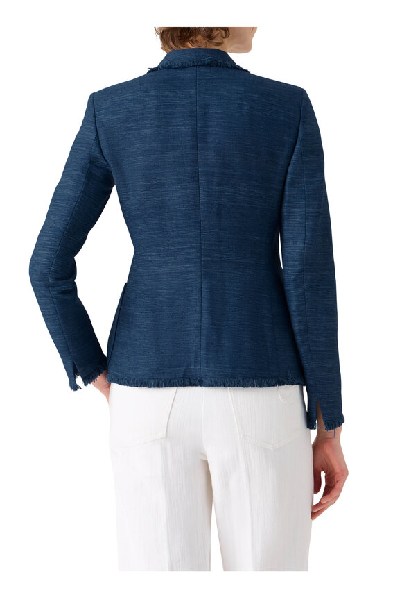 Akris Punto Dark Blue Silk & Cotton Jacket - view 3