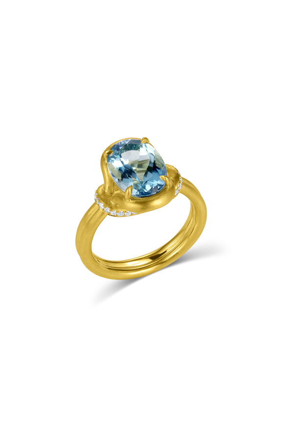 Leigh Maxwell 18k Yellow Gold Aquamarine Lasso Ring - view 1