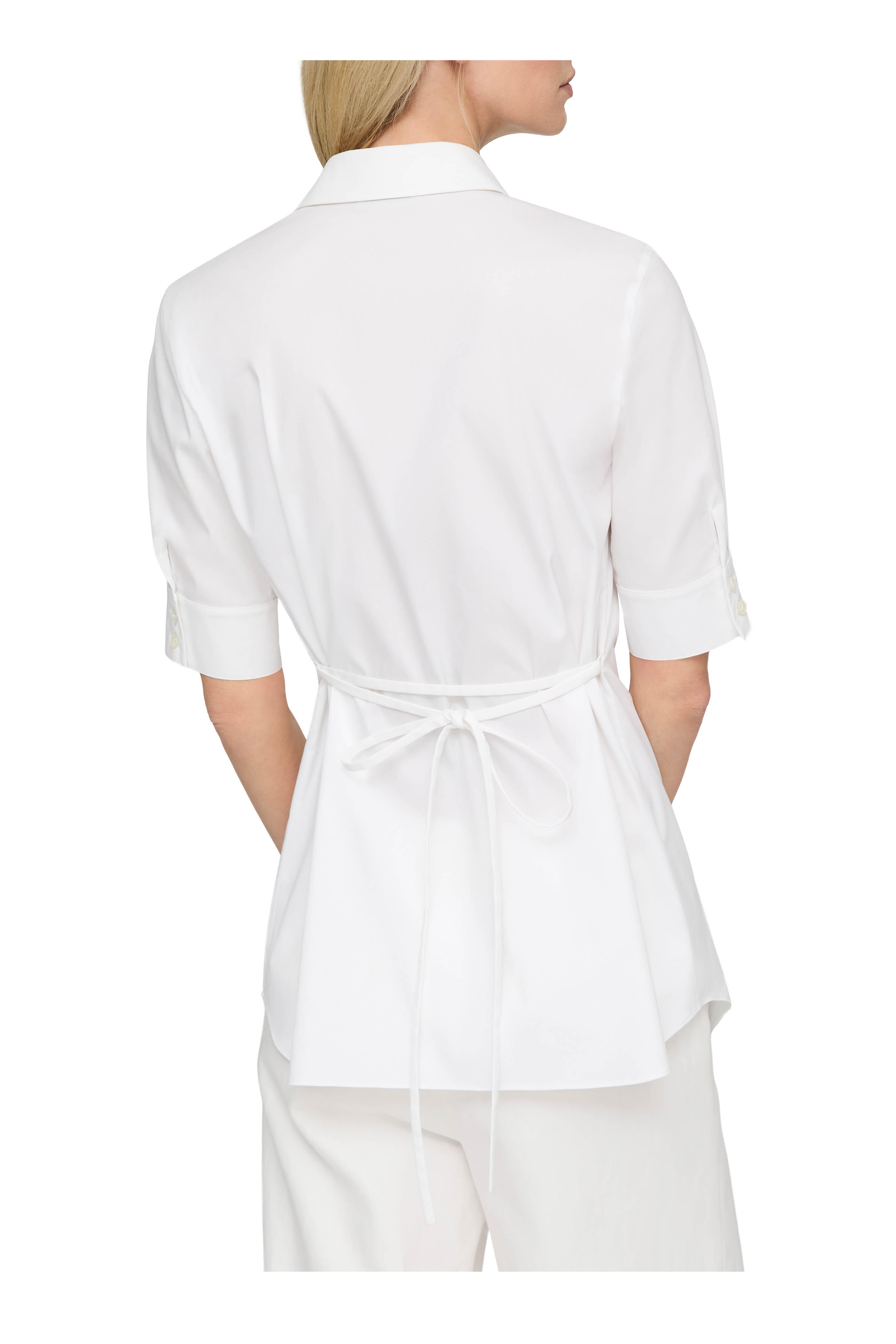 Lafayette 148 New York - White Stretch Cotton Tie Back Shirt