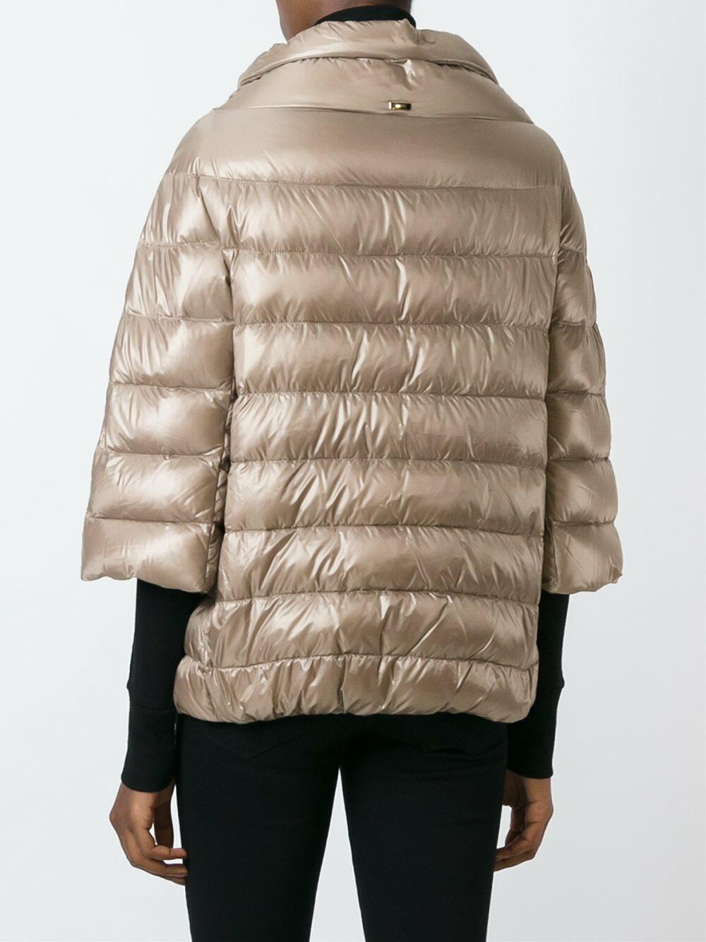Herno - Taupe Three-Quarter Sleeve Puffer Cape
