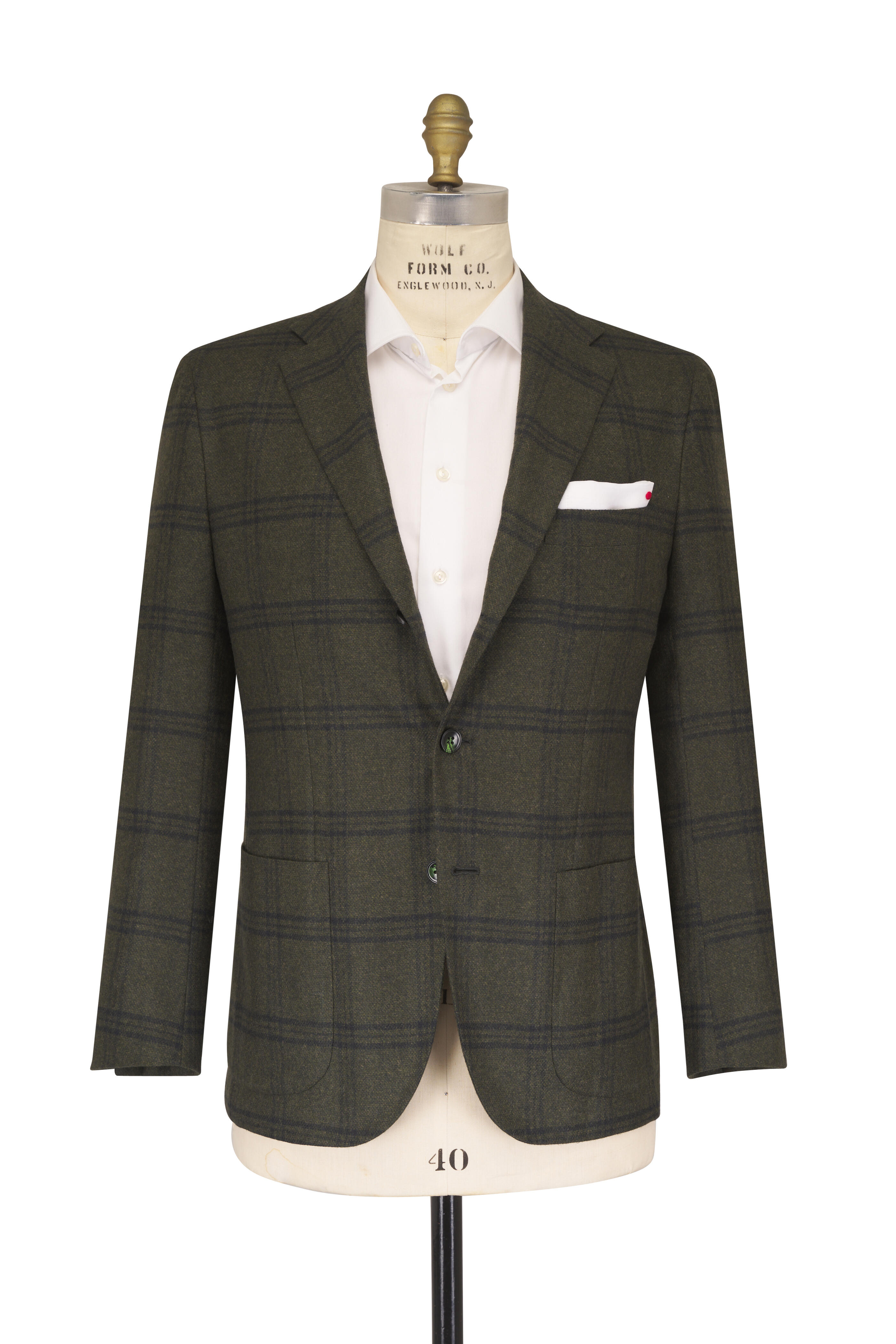 Kiton - Olive Plaid Cashmere, Vicuna & Silk Sportcoat - view 2