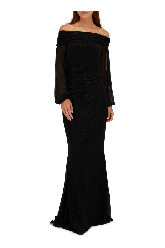 Talbot Runhof - Metallic Black Voile Gown