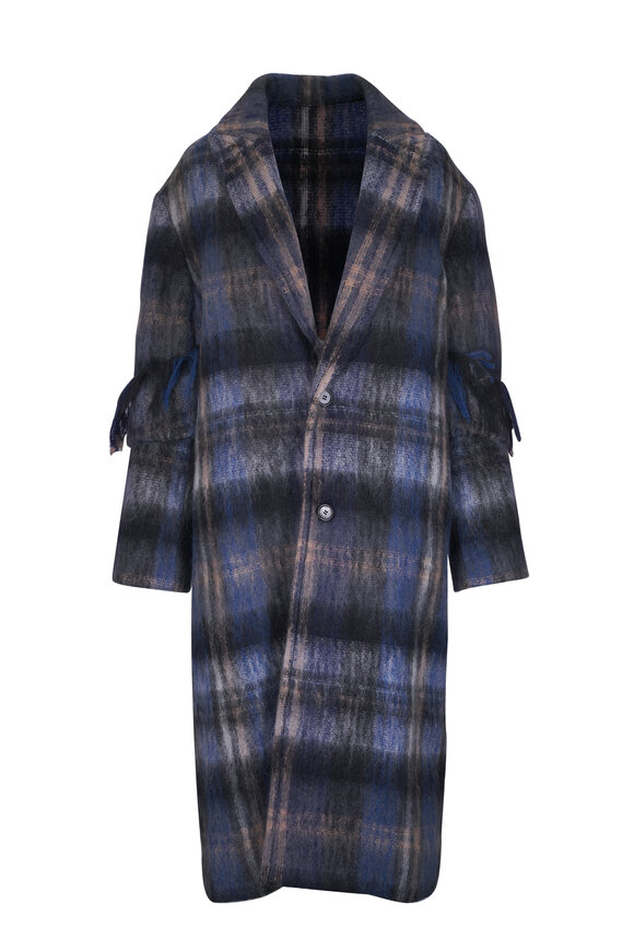 Fendi - Blue Wool & Silk Zip Detail Overcoat | Mitchell Stores Fendi - Blue Wool & Silk Zip Detail Overcoat | Mitchell Stores