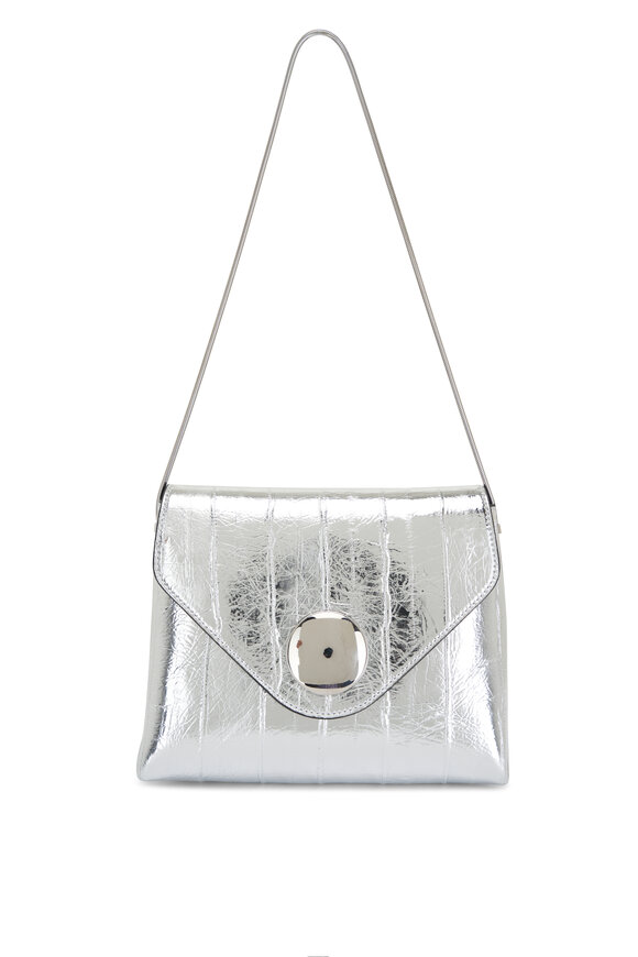 Khaite Bobbi Silver Eelskin Leather Shoulder Bag 