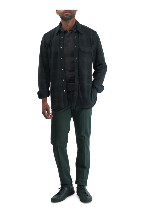 Kiton - Green Plaid Wool Overshirt