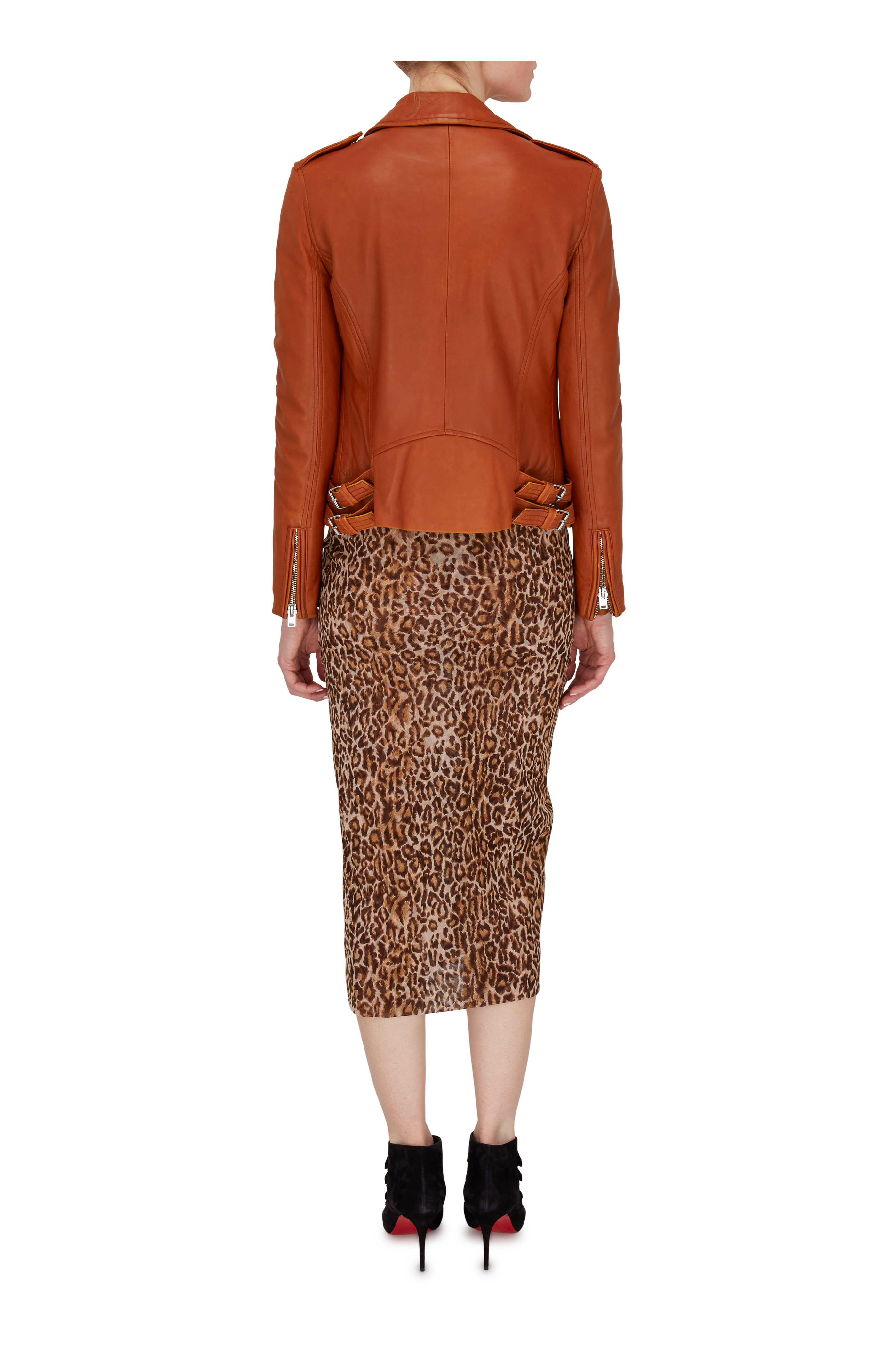 Peter Cohen - Copper Tulle Leopard Print Sleeveless Dress