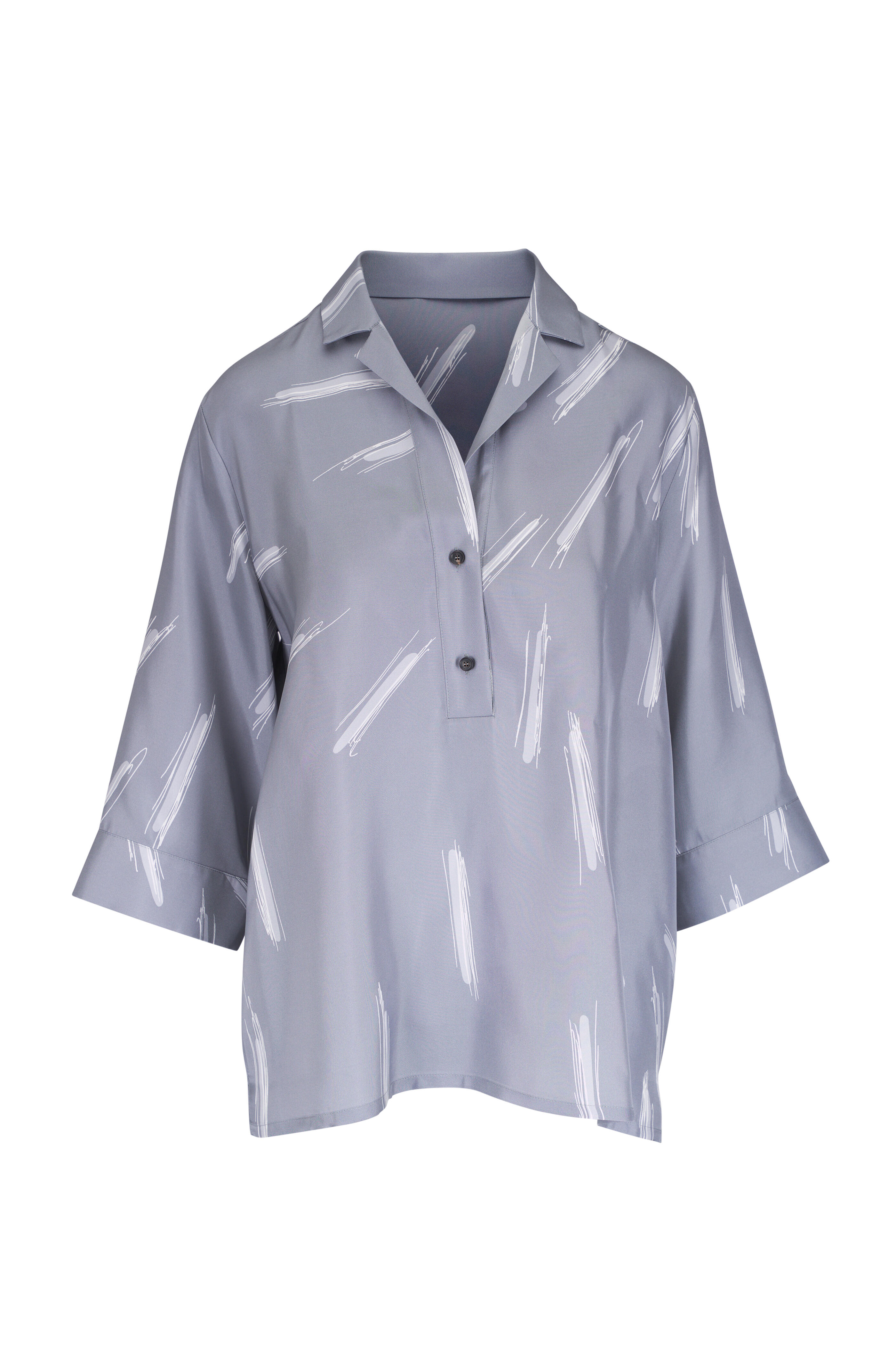 Kiton - Gray Pattern Silk Blouse