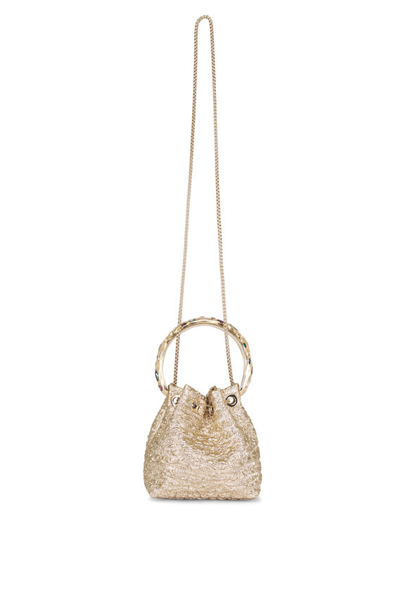 Jimmy Choo Bon Bon Gold Textured Lurex Top Handle Bag - view 2