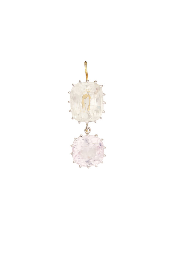 Renee Lewis 18k White Gold Antique Kunzite Earring - view 2