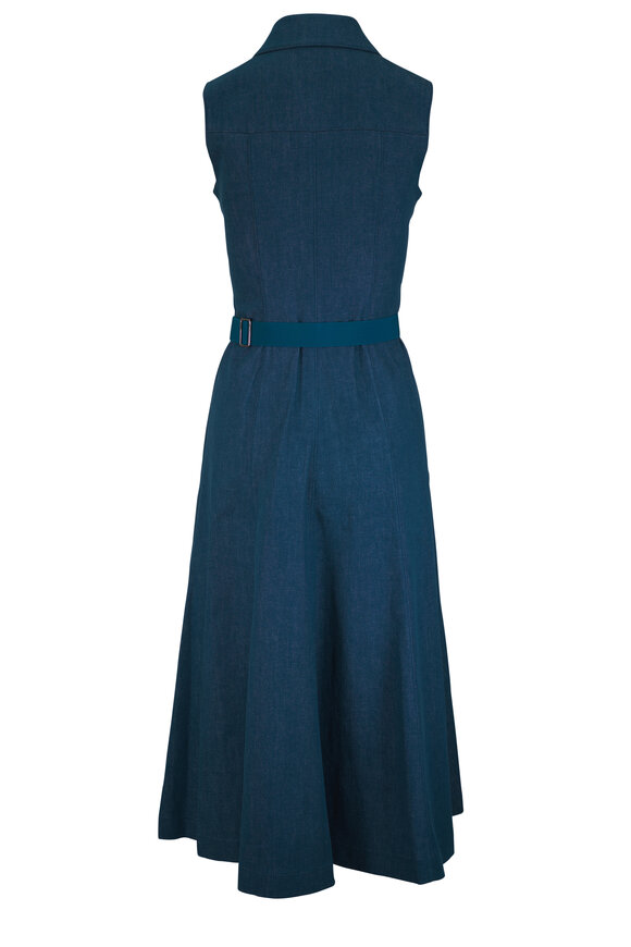 Akris Dark Teal Sleeveless Belted Midi Dress - view 3