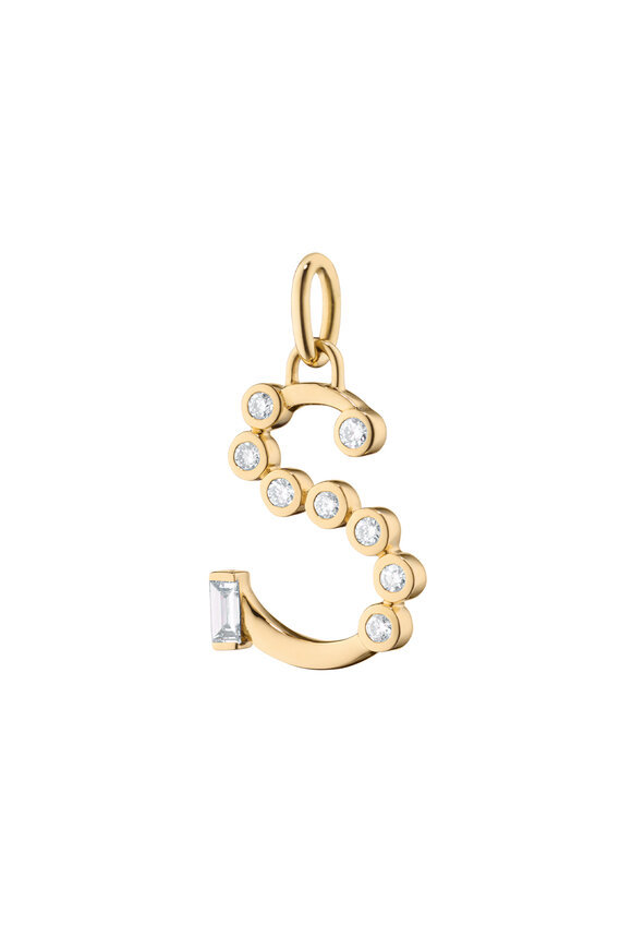 Monica Rich Kosann 18k Yellow Gold Diamond Initial "S" Charm