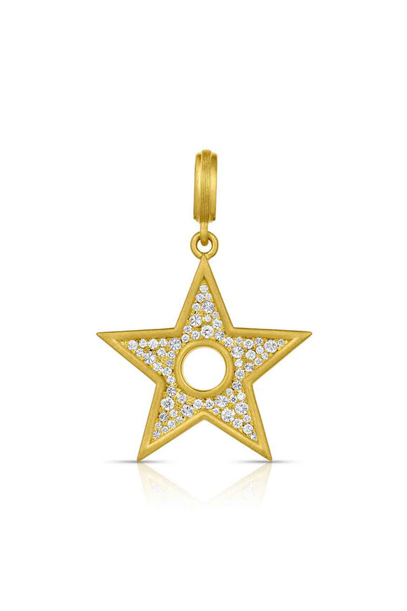 Leigh Maxwell 18k Yellow Gold Small Pave Star of David Pendant