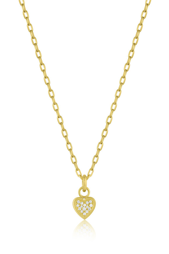 Leigh Maxwell 18k Yellow Gold Mini Diamond Heart Necklace - view 1
