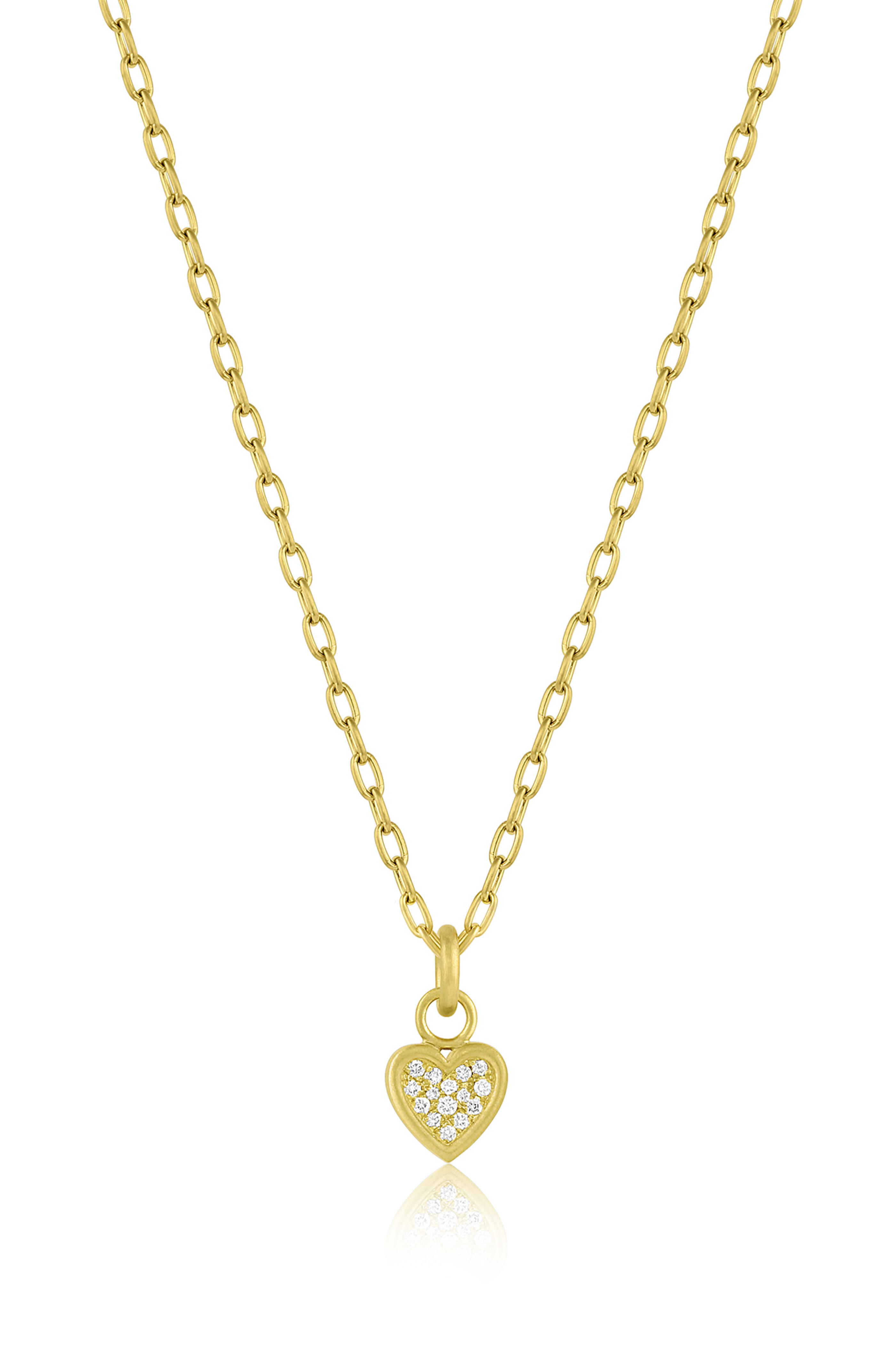 Leigh Maxwell - 18k Yellow Gold Mini Diamond Heart Necklace - view 1