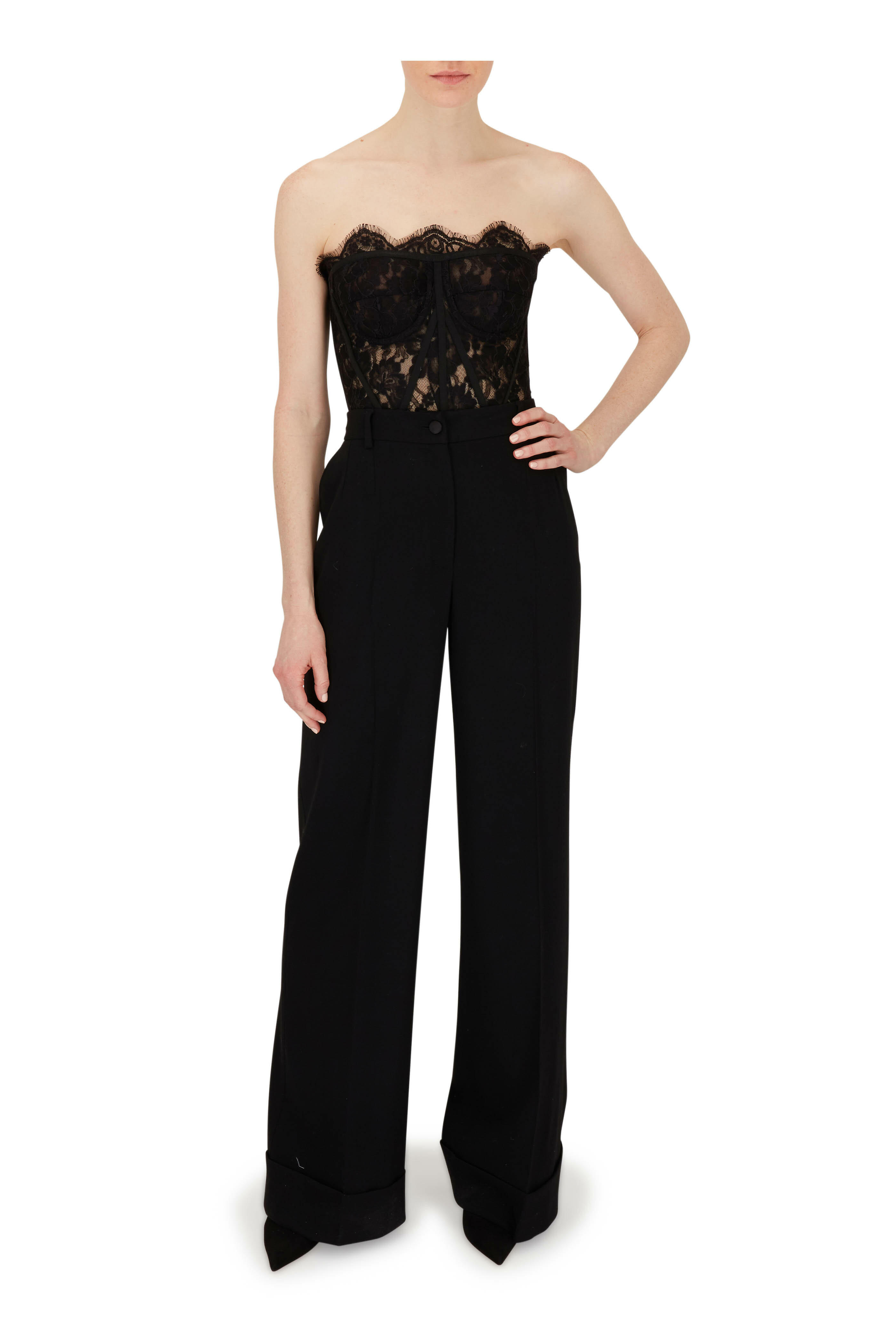 Dolce & Gabbana - Black Lace Strapless Bustier | Mitchell Stores