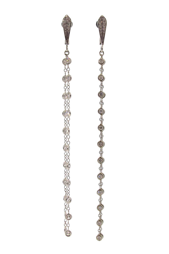 Loree Rodkin 14k White Gold Double Round Bezel Drop Earring - view 1
