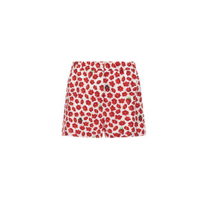 ショートパンツ VERSACE 'Strawberry Garden' shorts (10189481A13649 5W690) Versace - White & Red Strawberry Garden Shorts | Mitchell Stores
