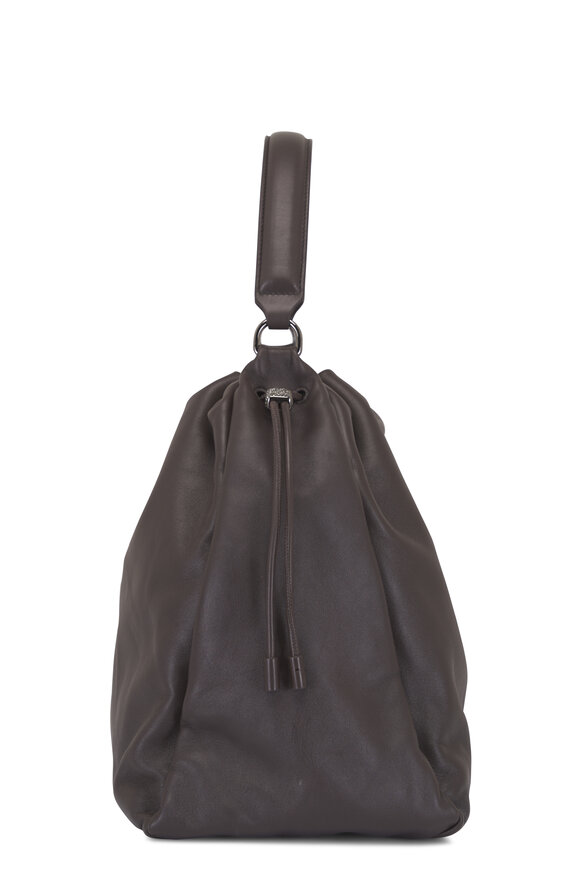 Brunello Cucinelli Testa Dark Brown Lambskin Top Handle Bag - view 5