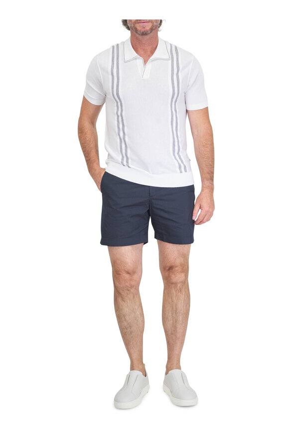 Orlebar Brown Horton White Sand Silk-Cotton Chevron Stripe Polo - view 2